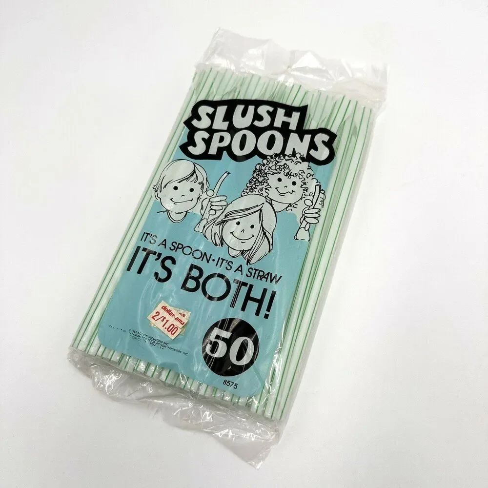 Slush Spoons It’s A Spoon It’s A Straw It’s Both 1984 Vintage 50 ct. Retro NOS